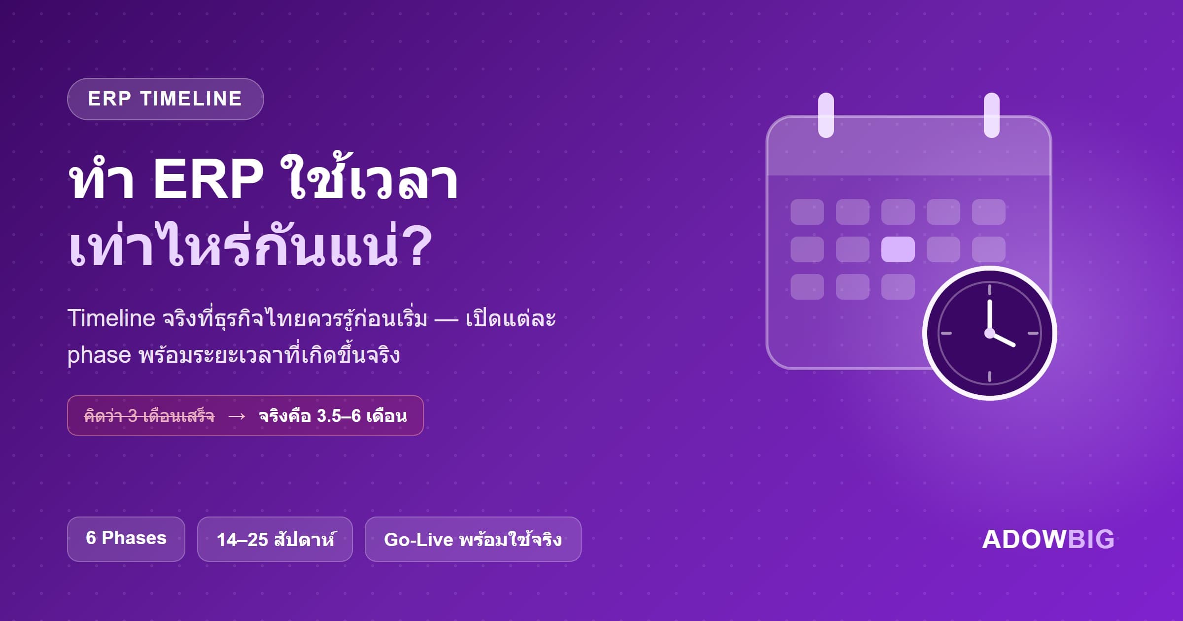 ทำ ERP ใช้เวลาเท่าไหร่? Timeline จริงที่ธุรกิจไทยควรรู้ก่อนเริ่ม