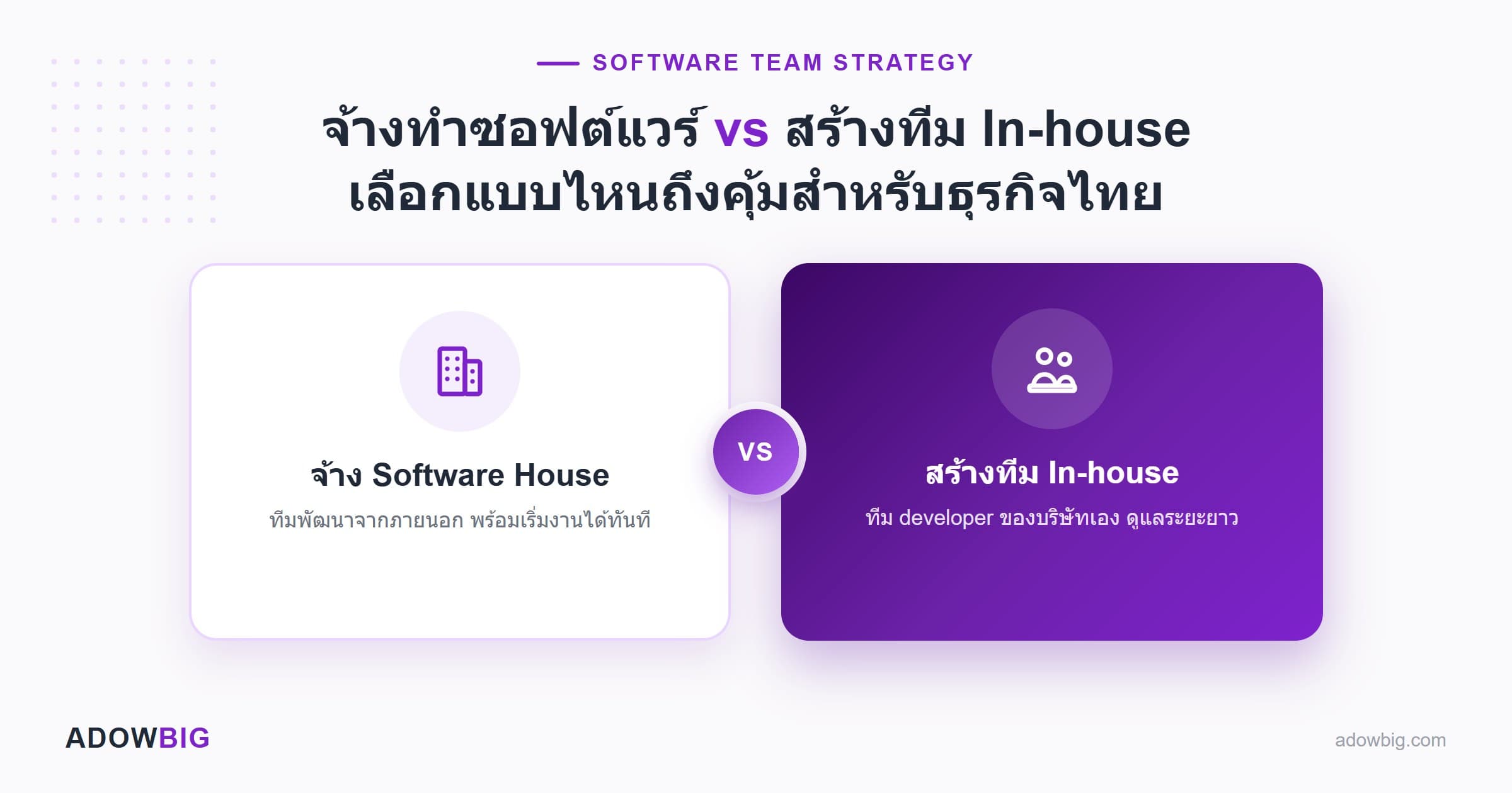 จ้างทำซอฟต์แวร์ vs สร้างทีม In-house: เลือกแบบไหนถึงคุ้มสำหรับธุรกิจไทย